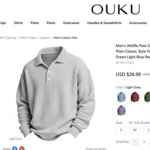 Ouku Men’s Waffle Polo Shirt